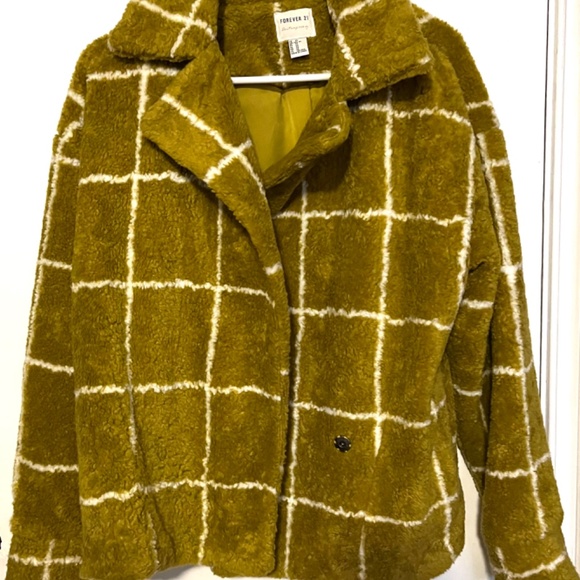 Mustard Plaid Teddy Jacket size XS - Picture 8 of 8